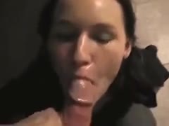 Wild usual looking dark haired GF of my neighbour sucks my rod